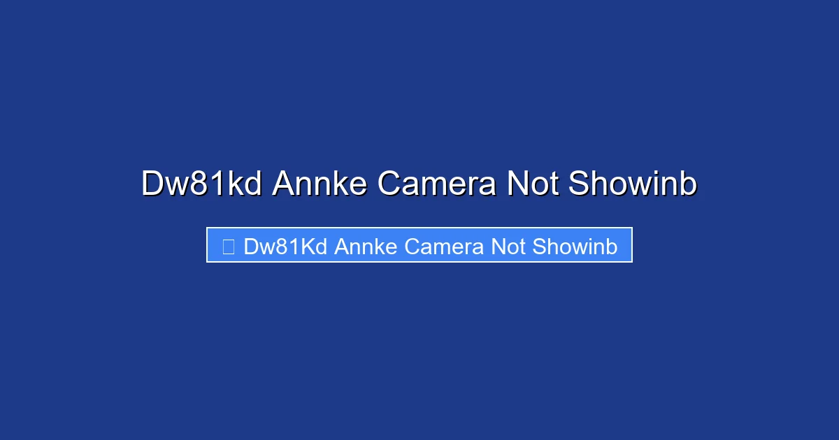 Dw81kd Annke Camera Not Showinb