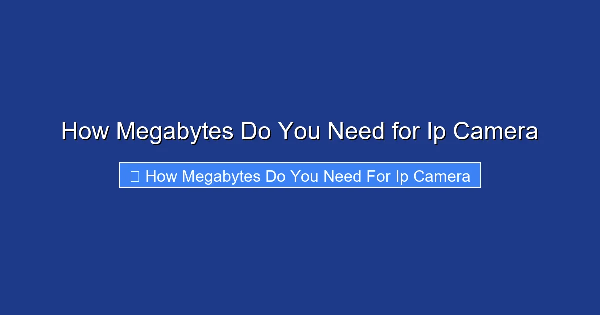 How Megabytes Do You Need for Ip Camera