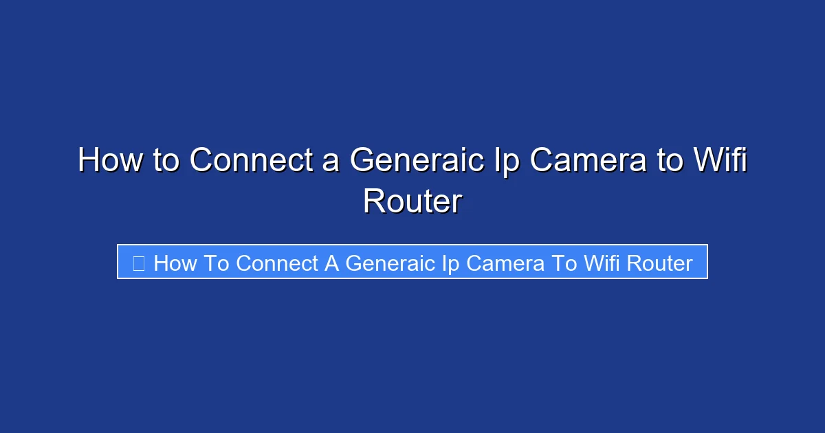 How to Connect a Generaic Ip Camera to Wifi Router