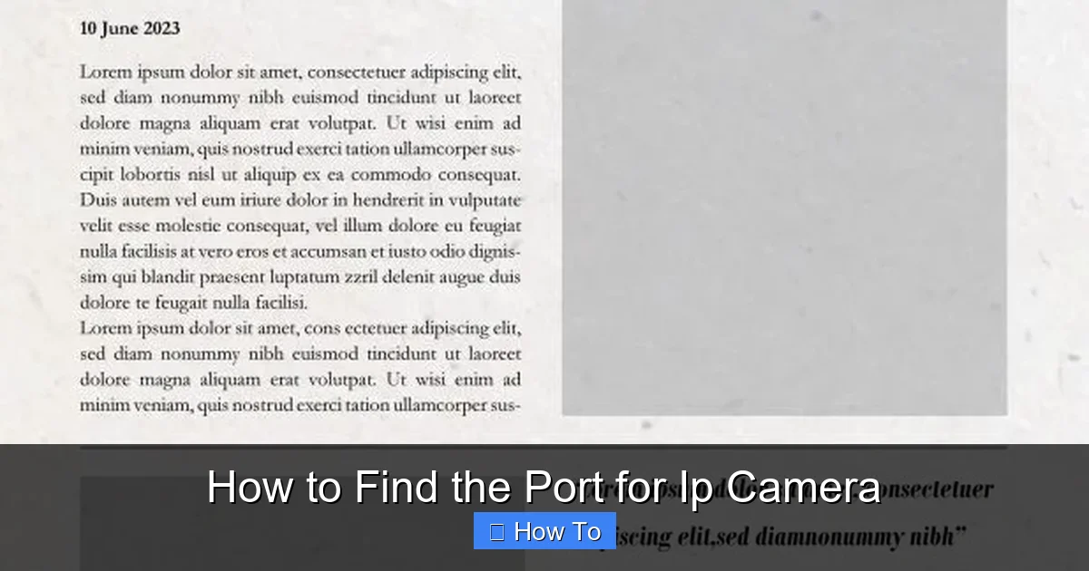 How to Find the Port for Ip Camera
