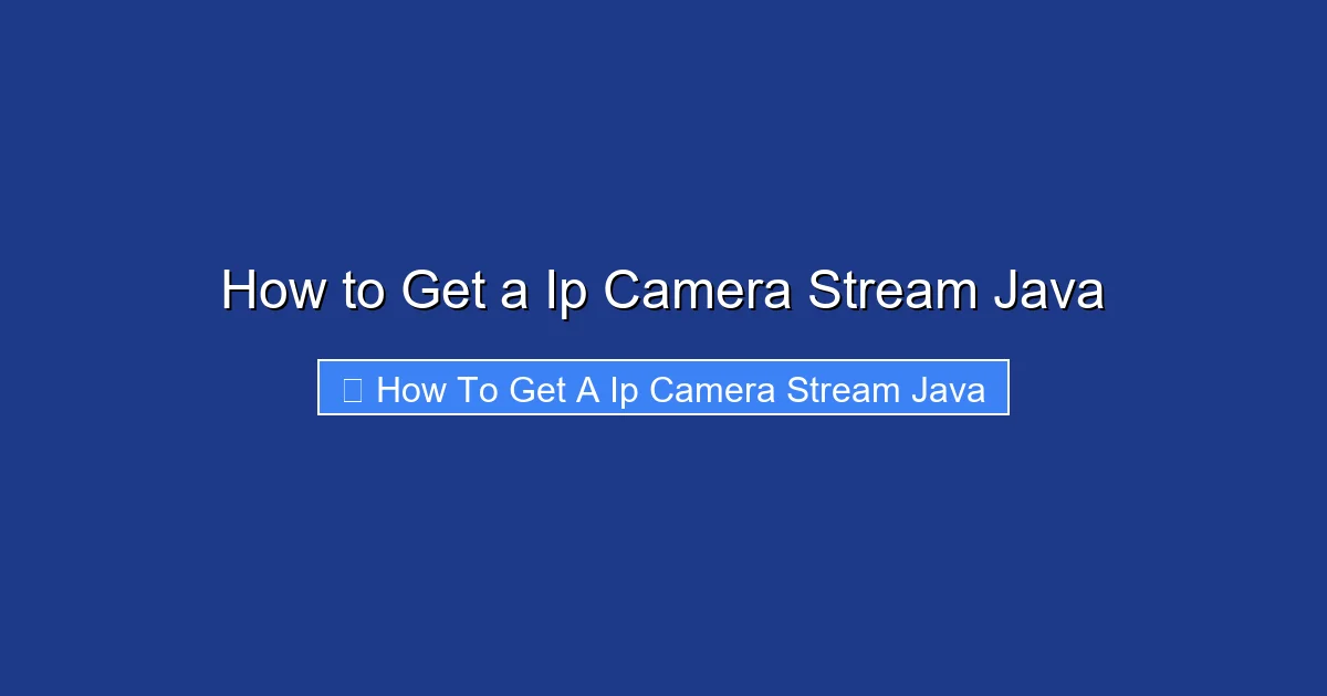 How to Get a Ip Camera Stream Java