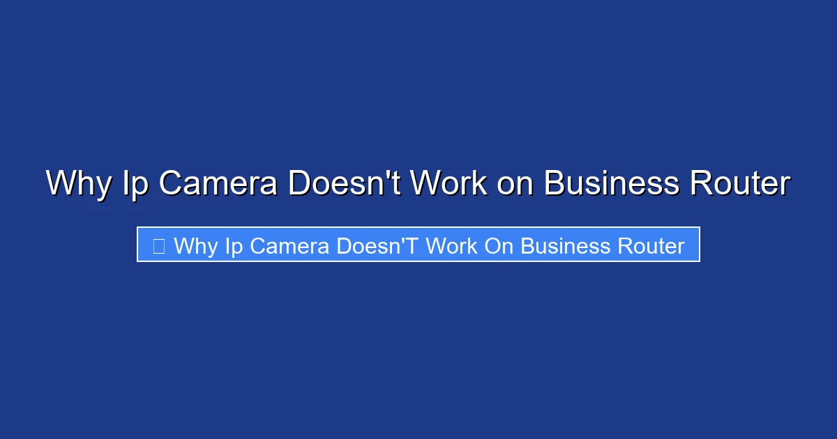 Why Ip Camera Doesn't Work on Business Router
