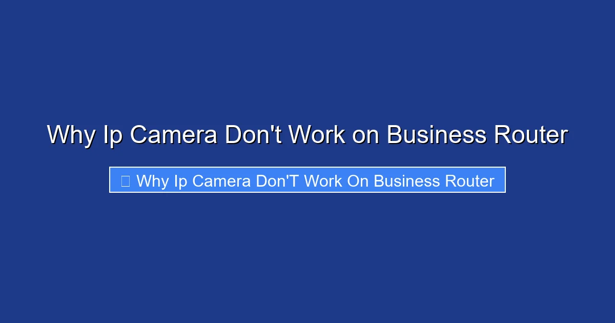 Why Ip Camera Don't Work on Business Router