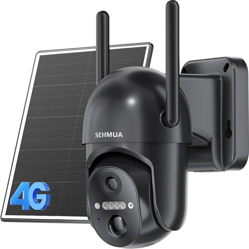 SEHMUA 4G LTE Cellular Solar Security Camera Wireless 360 View 2K Nigh