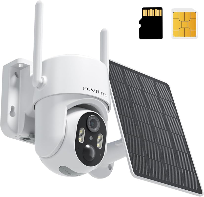 HOSAFE 4G LTE Cellular Security Camera No WiFi Solar 2K 360 View SIM C