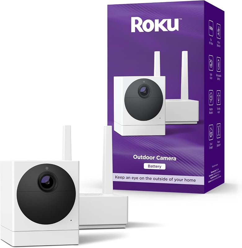 Roku Outdoor Camera Wireless IP65 Weatherproof 1080p HD Night Vision A