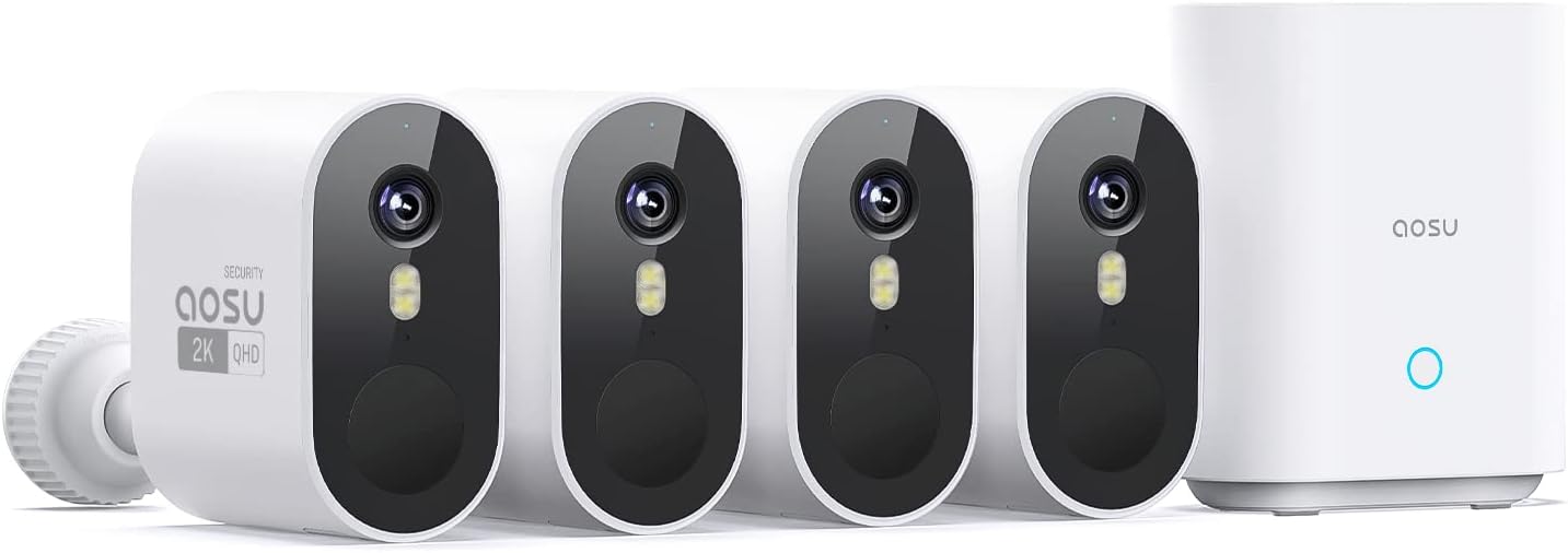 aosu Wireless 2K Battery Security Camera System Ultra Wide Angle Spotl