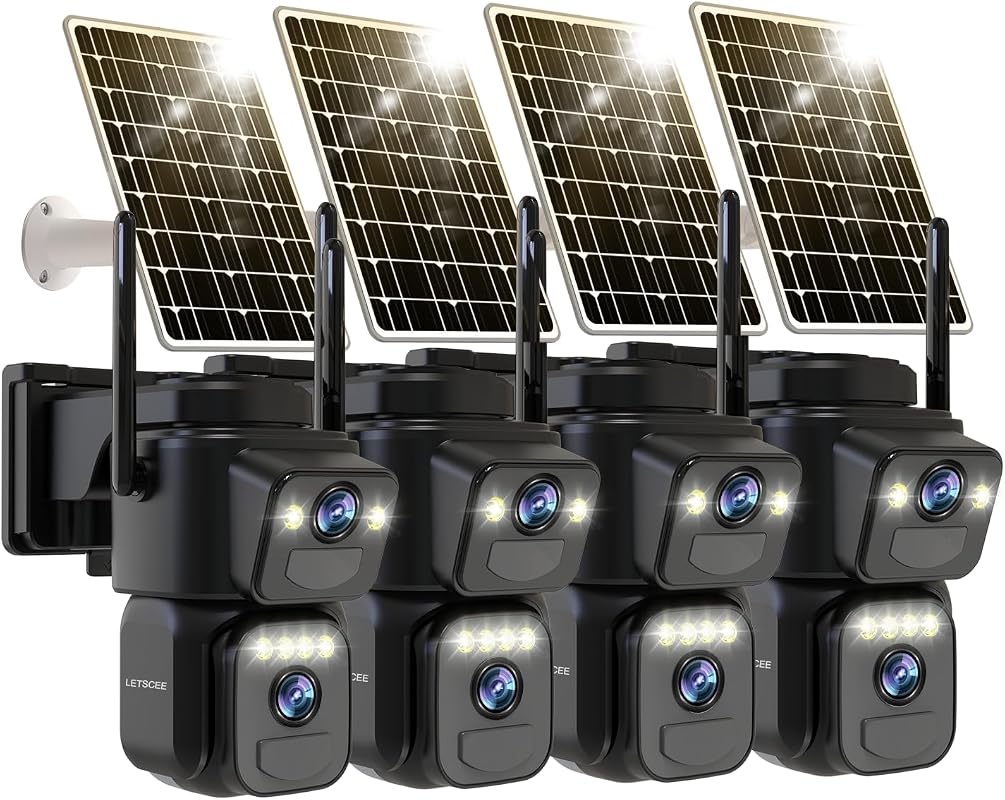 LETSCEE Dual Lens Wireless Solar Security Camera Outdoor Motion Night