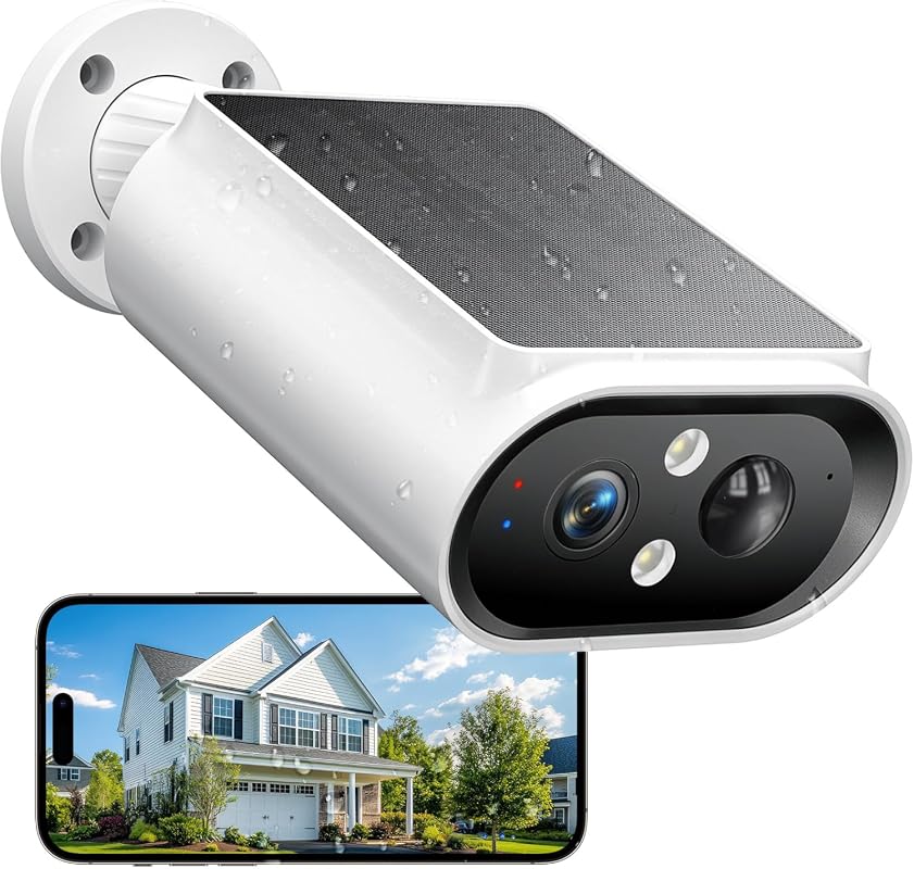 AlkiVision Solar Wireless Security Camera 2K Color Night Vision AI Mot