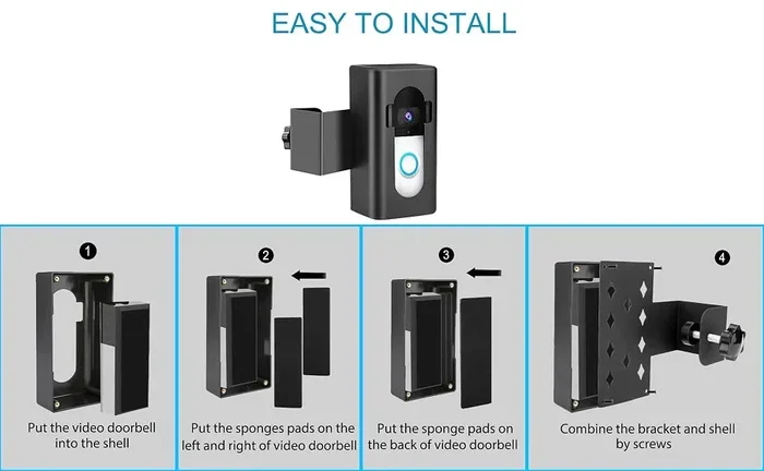 Video Doorbell Back Panel Doorbell Replacement Back Plate Door Bell Back with Mounting Accessories